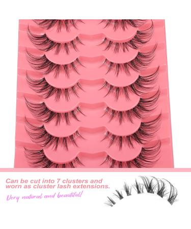 Newcally Manga Fox Eye False Mink Lashes - Spiky Cat Eye Cosplay Fake Eyelashes 7 Pairs - Buy Online on GoSupps.com