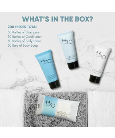Bulk H2O Therapy Hotel Soaps & Toiletries Set | 200-Piece Kit for Hotels & Airbnb | Travel Size Shampoo Conditioner & Lotion | Premium Amenities - Buy Online on GoSupps.com