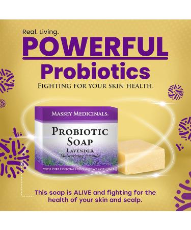 Massey's 100% Natural Lavender Probiotic Soap - 4oz (Pack of 3) - Buy Online on GoSupps.com