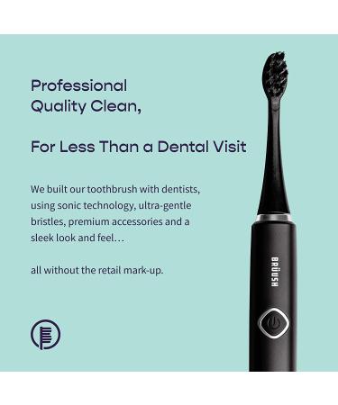 BRUUSH Electric Toothbrush Premium Kit with 3 Replacement Heads - Travel-Friendly Electric Toothbrush for Adults and Kids with Holder - Black - Buy Online on GoSupps.com