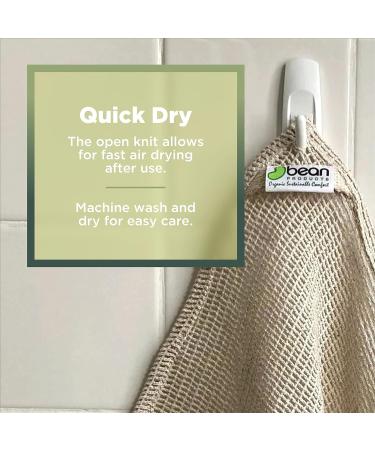 Bean Products Hemp Washcloth - Loose Weave Design for Effective Cleaning - Open Knit Exfoliating Wash Cloth - Fast Drying Hemp & Organic Cotton - 10 x 12 4 Pack - Buy Online on GoSupps.com