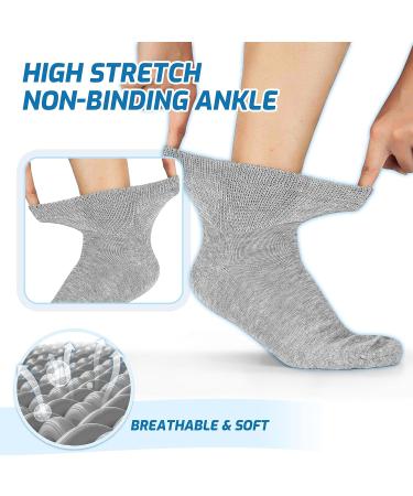 LIN Diabetic Socks for Men & Women - Non-Binding Circulatory Extra Wide Top - Ideal for Edema, Neuropathy & Lymphedema - Quarter/Gray - 12 Pairs - Size 10-13 - Buy Online on GoSupps.com
