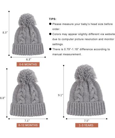 XIAOHAWANG Winter Knit Hat for Baby Boys & Girls | Twist Infant Toddler Pompom Cap 0-3 Years | 3PCS Set - Buy Online on GoSupps.com
