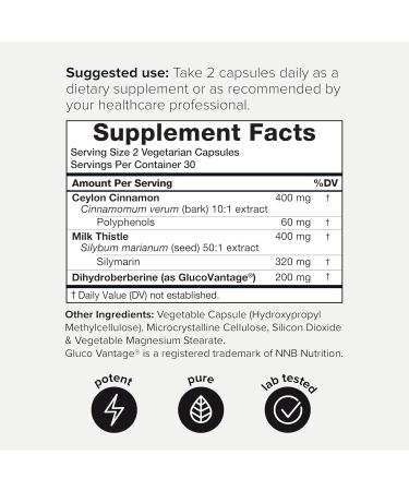 Dihydroberberine Supplement - Ultra High Potency 1,000mg Formula with GlucoVantage 10:1 Ceylon Cinnamon & 50:1 Milk Thistle - Third-Party Lab Tested 60 Count (Pack of 1) - Buy Online on GoSupps.com
