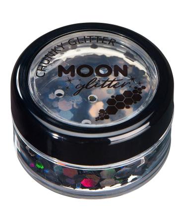 Chunky Holographic Glitter by Moon Glitter - Black - Cosmetic Festival Makeup Glitter for Face Body Nails Hair Lips - 3g - Buy Online on GoSupps.com