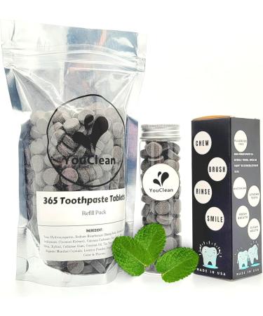 90 Charcoal Mint Toothpaste Tablets - Eco-Friendly Refill Glass Tube Nano Hydroxyapatite Fluoride-Free Vegan - Perfect for Travel & Home Office - Buy Online on GoSupps.com