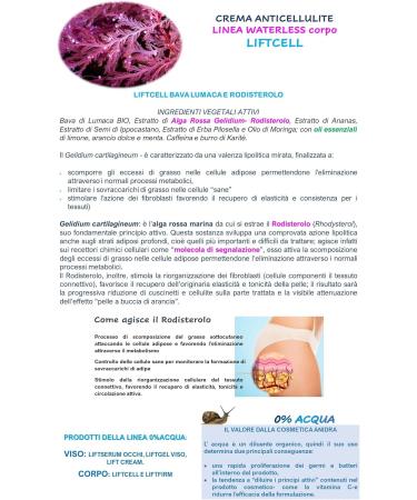 Centisia LIFTCELL Natural AntiCellulite Cream Without Added Water Organic Snail Secretion Rhodysterol Slimming Draining Firming Effect Eco Bio Made in Italy 200ml - Buy Online on GoSupps.com