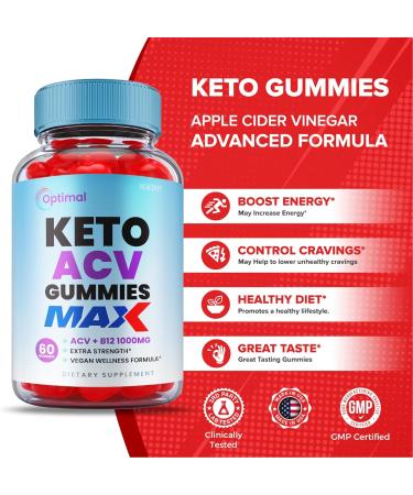 Optimal Keto ACV Gummies - Advanced Weight Loss Formula | Maximum Strength Vegan, 750mg, 60 Gummies - Buy Online on GoSupps.com