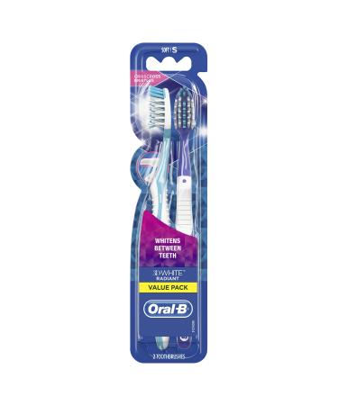 Oral-B 3D White Radiant Whitening Manual Toothbrush  2 Count 2 Count (Pack of 1)