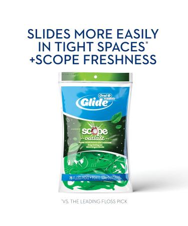 Oral B Glide Floss Picks Plus Scope Outlast 75 ct - Long Lasting Mint - Buy Online on GoSupps.com