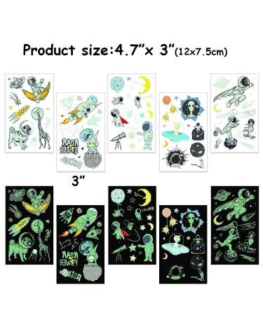 Outer Space Glow in the Dark Temporary Tattoos for Kids - 14 Sheets, Luminous & Waterproof, Party Favors & Birthday Bag Filler - Buy Online on GoSupps.com