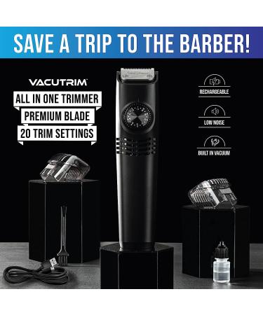 Vacutrim Professional Vacuum Hair Trimmer - Cordless Rechargeable Shaver for Men's Beard & Mustache - Ultra Sharp Stainless Blade - As Seen on TV - Buy Online on GoSupps.com