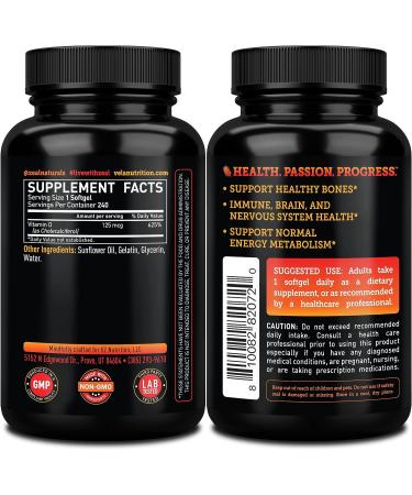 Extra Strength Vitamin D3 5000IU Softgels - 240 Day Supply | High Potency, Gluten Free & Easy to Swallow for Overall Health Support - Buy Online on GoSupps.com