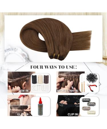 Moresoo Weft Hair Extensions Real Human Hair Brown Sew in Hair Extensions Chestnut Brown Human Hair Weft 22 Inch 100g/Pack #8 22 Inch(Pack of 1) WEFT #8 - Buy Online on GoSupps.com