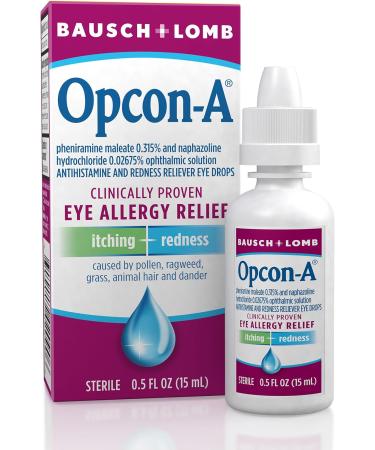 Opcon-A Allergy Eye Drops, Antihistamine and Redness Relief for Itchy, Red Eyes, Soothes Irritation from Pollen, Ragweed, Grass, Animal Hair & Dander, Clinically Proven Formula, 0.5 Fl Oz (Pack of 3) - Buy Online on GoSupps.com