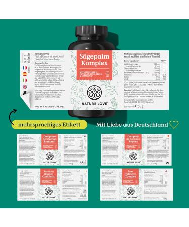 Buy Sawpalm Complex - 120 Vegan Capsules | Saw Palmetto Pumpkin Seed Nettle Extract Zinc Selenium & Vitamin E - 2 Month Supply with 5% Phytosterols - International Shipping Available - Buy Online on GoSupps.com