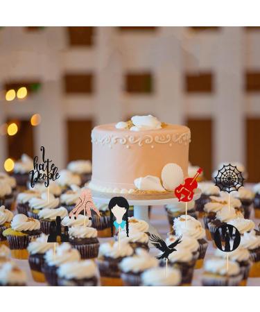Arthsdite 24Pcs Horror Wednesday Addams Cupcake Toppers Thing Hand Black Eagle I Hate People Cobweb Castle Girl Addams Family Cupcake Picks for Fantasy Wednesday Birthday Party Cake Decorations - Buy Online on GoSupps.com
