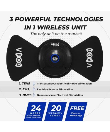 VPOD Deluxe TENS Unit - Wireless Muscle Stimulator for Pain Relief & Recovery | 24 Modes EMS Therapy Portable & Bluetooth-Enabled - Buy Online on GoSupps.com