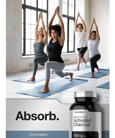 Activated Charcoal Pills 780mg | 320 Capsules | Coconut Shell Charcoal | Non-GMO, Gluten Free | Horbaach - Buy Online on GoSupps.com