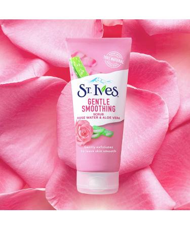 St. Ives Gentle Smoothing Scrub - Rose Water & Aloe Vera 6 oz | Exfoliate & Hydrate - Buy Online on GoSupps.com