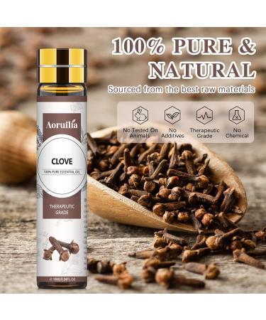 Aoruilia 10ml Clove Essential Oil - Natural Premium Clove Bud Oil Aromatherapy Essential Oils for Diffuser for Home Teeth Hair Care Perfume Soaps & Candles Making Clove 10 ml (Pack of 1) - Buy Online on GoSupps.com