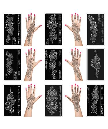 Henna Tattoo Stencils kit,Temporary Tattoos Stencils Reusable Henna Tattoo kit for Hand Forearm Airbrush Tattooing Template, Indian Temporary Tattoo Stickers - Buy Online on GoSupps.com