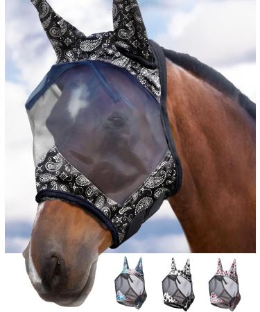 Buy Harrison Howard CareMaster Horse Fly Mask with Ears - UV Protection for Horses | Paisley Wave Design (M) - Buy Online on GoSupps.com