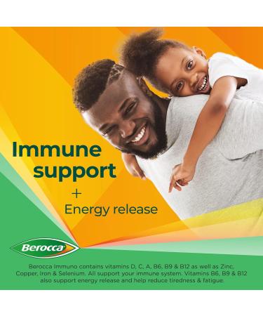 Berocca Immuno Effervescent Tablets - 11 Vitamins & Minerals for Immune Support, Energy Release - 15 Tablets - Buy Online on GoSupps.com