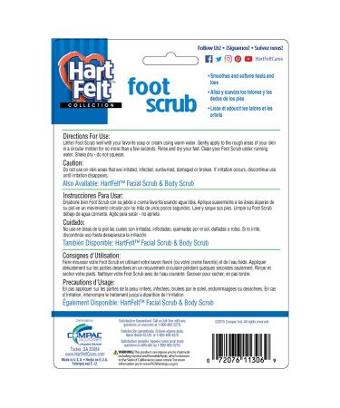 HartFelt Foot Scrub Exfoliating Sponge Pad - Made in USA - Smooth Heals and Toes - 2 Count - Buy Online on GoSupps.com