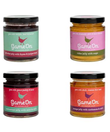 The Bay Tree Game-On Jelly Pick N Mix - Choose From | Red Wine-Jelly Thyme Cider-Jelly Sage Orange-Jelly Cardamom-Chilli Redcurrant Jelly-Mint-Chilli | Pack of 3