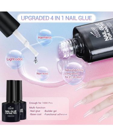Cooserry Nail Tips and Glue Gel Kit with UV Light - 1000 Pcs C Curve Clear French Ballerina Fake Nails, 4-in-1 Nail Glue, Mini UV LED Lamp, DIY Nail Art Tools - Buy Online on GoSupps.com