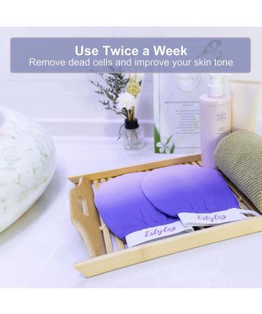 E-STYLEZ Korean Exfoliating Mitt 2 PCS | Blue Gradient Dead Skin Remover | Body Exfoliator Glove for Deep Exfoliation | Soft Illuminated Skin | Women and Men - Buy Online on GoSupps.com