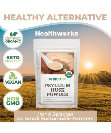 Healthworks Organic Psyllium Husk Powder - 16oz | Raw, Vegan, Non-GMO, Keto | Indian Ground Fiber Supplement - Buy Online on GoSupps.com
