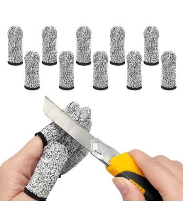 10pcs Breathable Cut Resistant Finger Cots Protection Reusable Durable Non Slip Finger Thumb for Work Kitchen Garden Sculpture (Grey)