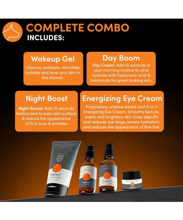 Dogface Men's Complete Combo: Exfoliating Face Wash Hydrating Day & Night Moisturizers Retinol Serum & Eye Cream - International Shipping Available - Buy Online on GoSupps.com
