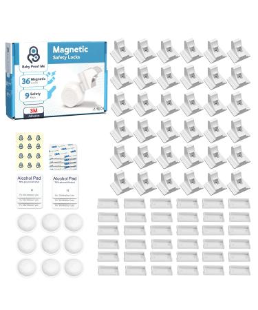 3M Adhesive Easy Installation Pack of 36 Magnetic Cabinet Locks for Child Safety with 9 Keys