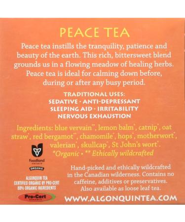 Algonquin Tea Peace Tea Organic 16 Tea Bags 18g - Buy Online on GoSupps.com