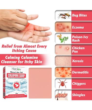 Calamine Instant Itch Relief Soap Bar - Natural Anti-Itch Defense Cleanser for Bug Bites, Eczema & Poison Ivy - 4oz Bar - Buy Online on GoSupps.com
