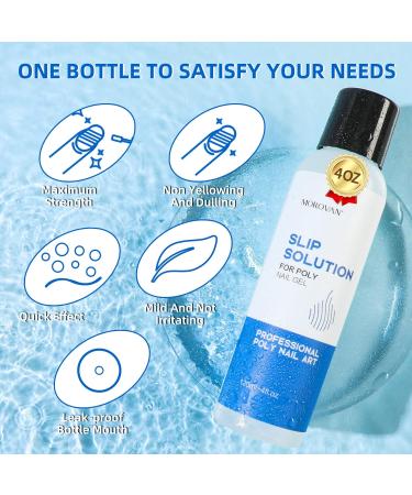 Morovan Poly Gel Slip Solution - 4OZ | Dual-Ended Nail Brush & Tools | Cuticle Revitalizer Oil | Anti-Stick Poly Extension Gel Slip Solution for DIY Nail Extensions at Home - 1 Fl Oz - Buy Online on GoSupps.com