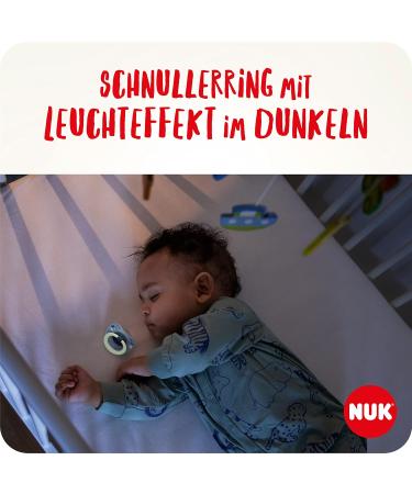 Nuk Signature Day & Night Baby Pacifier Set | BPA-Free Silicone Heart Shape 4 Pieces | Calms 95% of Babies | Glow-in-the-Dark Stars | Ages 18-36 Months - Buy Online on GoSupps.com