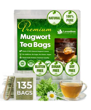 Lavendium Premium 135 Mugwort Leaf Tea Bags 100% Natural and Pure Mugwort Leaves. Loose Leaf Mugwort Herbal Tea. No Sugar No Caffeine No Gluten Vegan. Mugwort Leaves 135 Bags