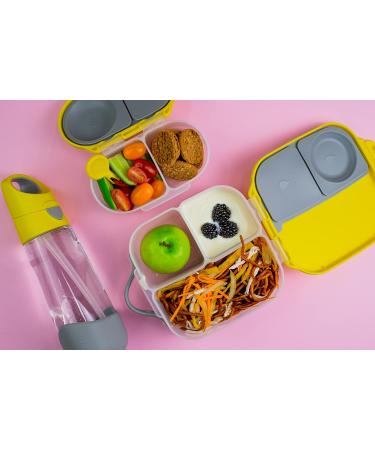 b.box Silicone Food Storage Container with Two Sealed Compartments - Reusable Snack Box for Kids - Lemon Sherbet - Buy Online on GoSupps.com