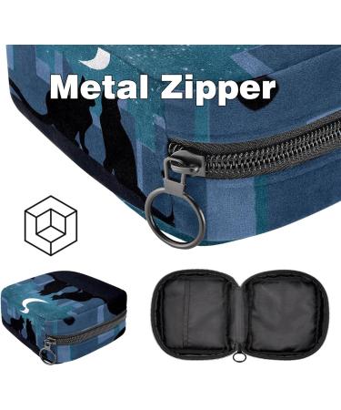 Night Black Cat Silhouette Sanitary Napkin Storage Bag | Stylish Period Bag for Women & Teens | Menstrual Cup Pocket & Document Holder - Buy Online on GoSupps.com