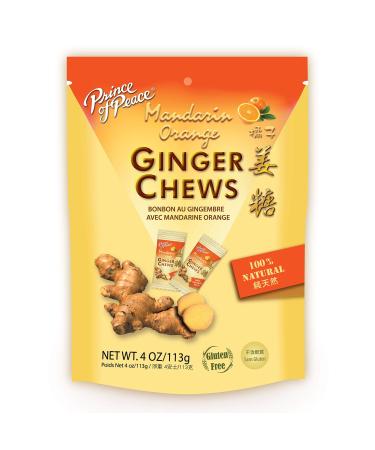 Prince of Peace Ginger Chews with Mandarin Orange, 4 oz. – Candied Ginger – Orange Candy – Orange Ginger Chews – Natural Candy – Ginger Candy for Nausea
