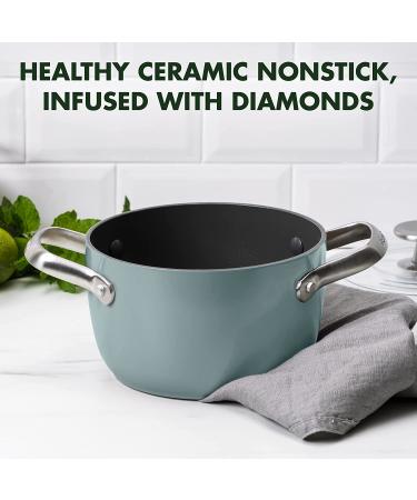 GreenPan Healthy Ceramic Nonstick 2QT Rice & Soup Maker Caldero Pot | PFAS-Free, Induction, Dishwasher & Oven Safe - Smokey Blue - Buy Online on GoSupps.com