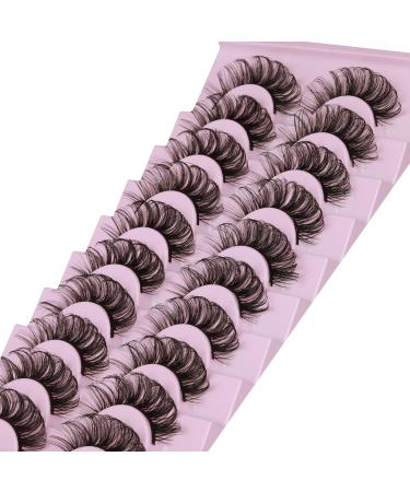Wiwoseo 10 Pairs Natural Faux Mink Wispy Strip Lashes - 3D Fluffy Volume Eyelashes - Buy Online on GoSupps.com