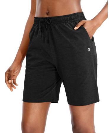 G Gradual Women's Bermuda Shorts Jersey Shorts with Deep Pockets 7" Long Shorts for Women Lounge Walking Athletic Black X-Large