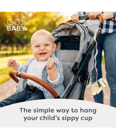 Goji Baby Bottle Bungees - Sippy Cup Holder Strap for Kids 0-36 Months - Pink 1pk - Buy Online on GoSupps.com