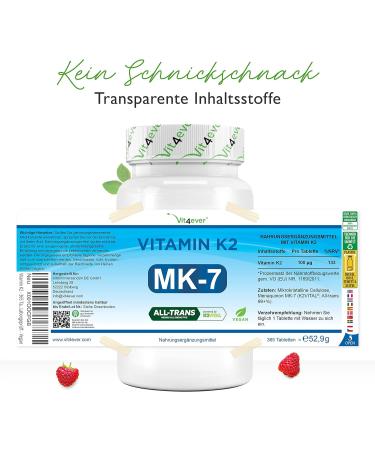 Buy Vitamin K2-365 Tablets | Premium Vegan K2Vital MK7 - 99.7% All Trans MK7 - High-Dose & Lab Tested - Buy Online on GoSupps.com
