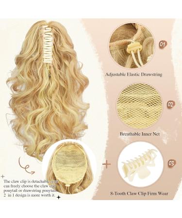 Sofeiyan 13 Inch Curly Ponytail Extension Claw Clip | Natural Wave Synthetic Hairpiece | Women's Light Blonde Mix Bleach Blonde - Buy Online on GoSupps.com